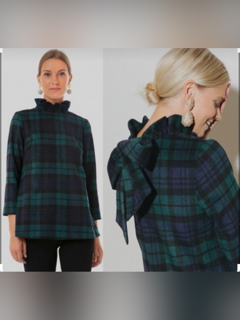 Tuckernuck Blackwatch Plaid Faye Blouse - Picture 1 of 7
